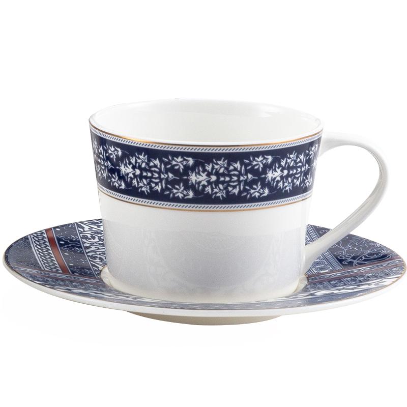 Service à café européen en porcelaine blanche fine, tasse à thé portable vintage avec anse et cuillère, Taza Cafe Ceramica, décoration intérieure OO50BD