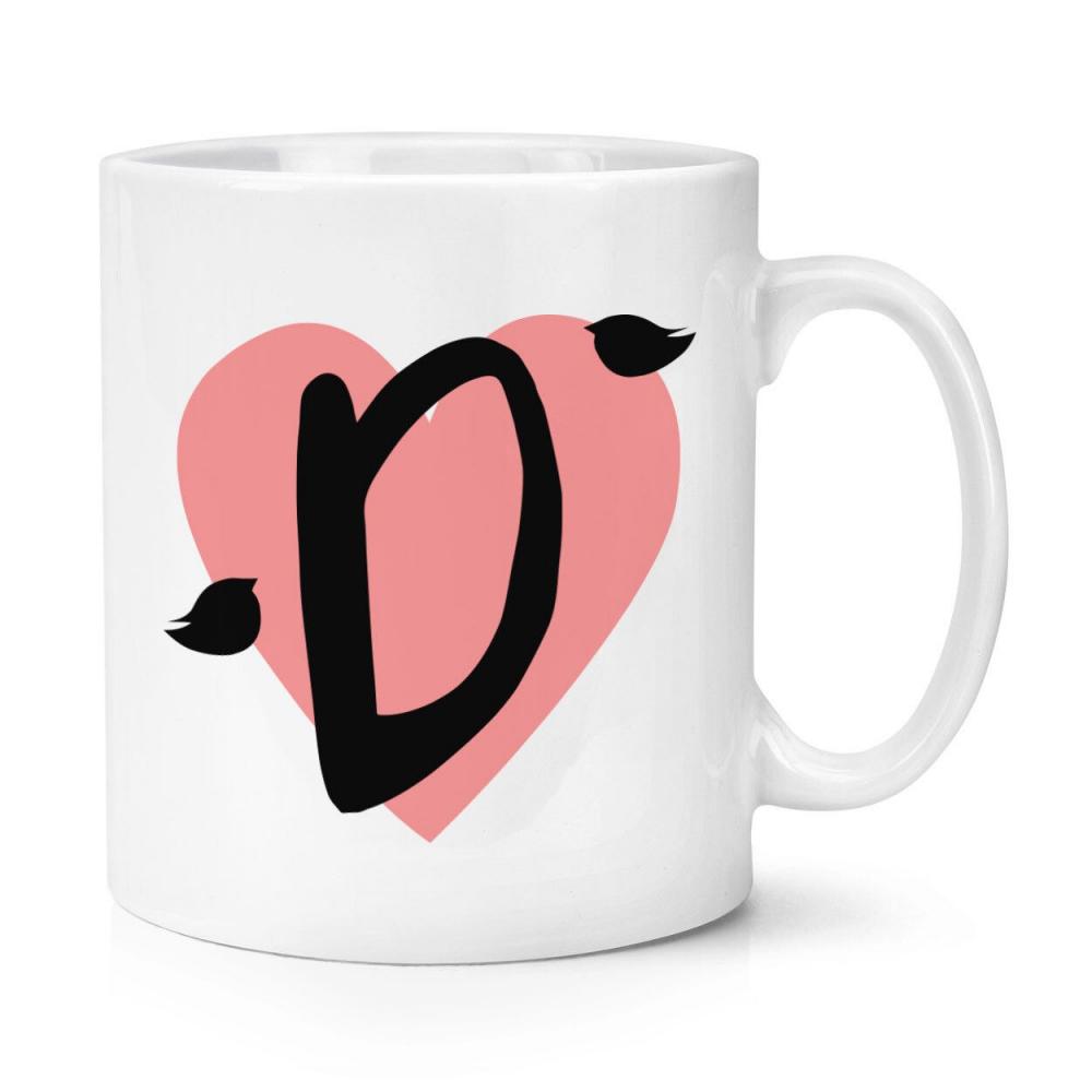 Mug en céramique 30 cl avec lettre D et cœur, idéal pour la Saint-Valentin.