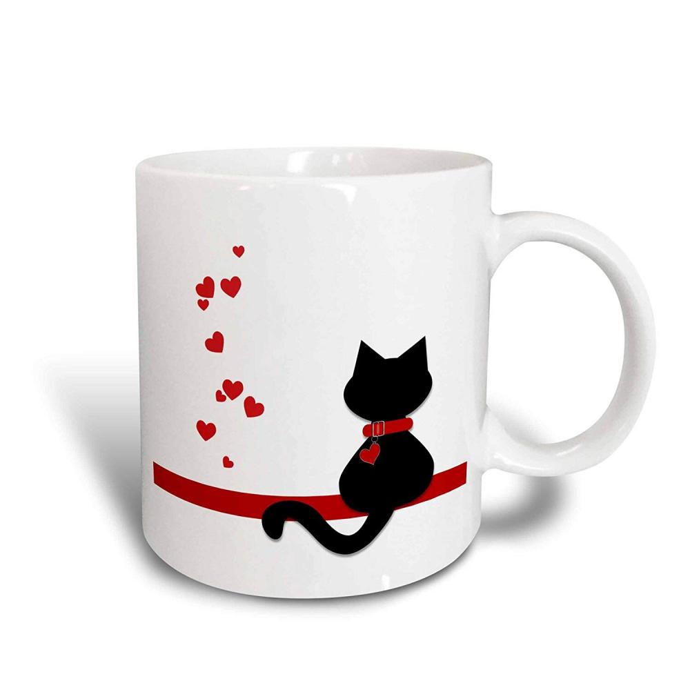 Mug à café en forme de cœur avec un chat mignon