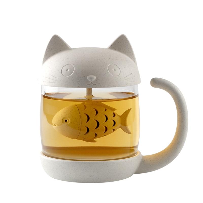 Mug 3D Chat Mignon avec Infuseur à Thé et Verre à Café Isotherme - Idée Cadeau Créative - Verres