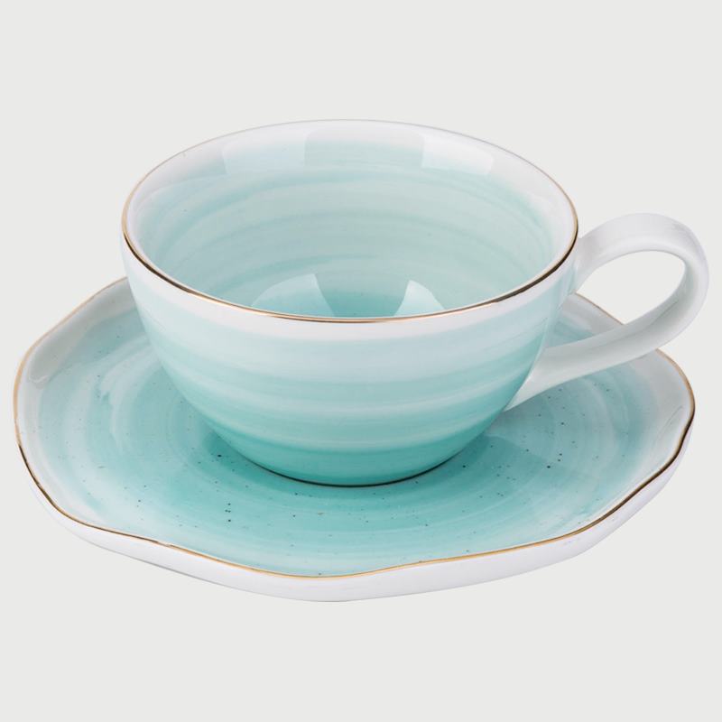 Ensemble tasses et soucoupes à thé en porcelaine fine, style moderne, pour cappuccino, style européen, haute céramique, Copo Com Canudo, OO50BD