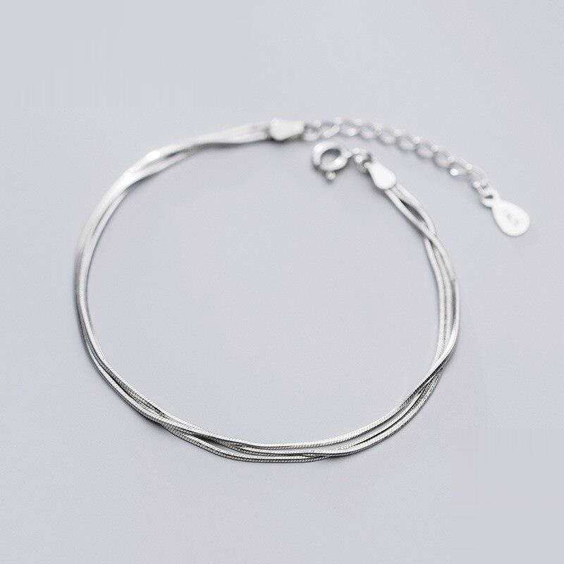 Bracelet minimaliste en argent 925, style vase, à plusieurs rangs. Bijou en argent véritable 925.