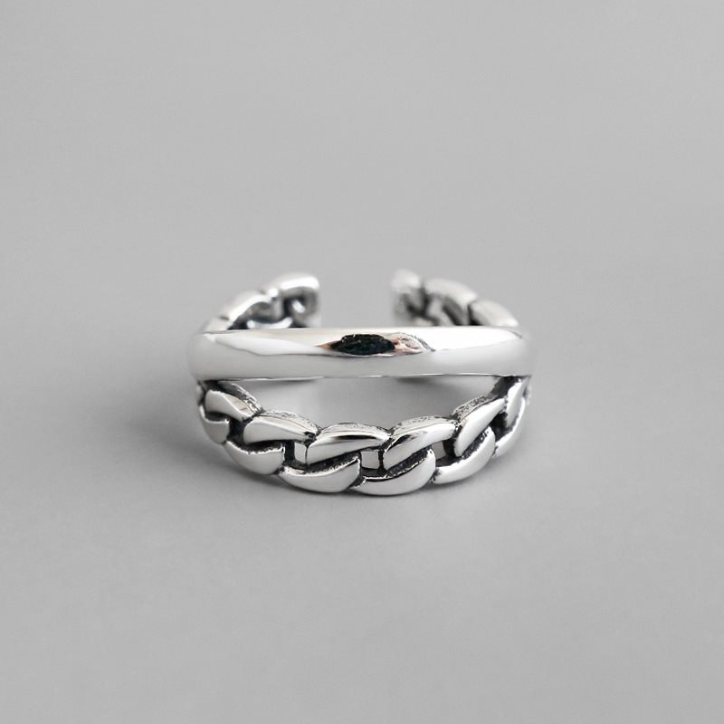 Bagues en argent sterling 925 véritable, accessoires pour femmes, bagues vintage à double rang, bijoux de soirée en argent 925.