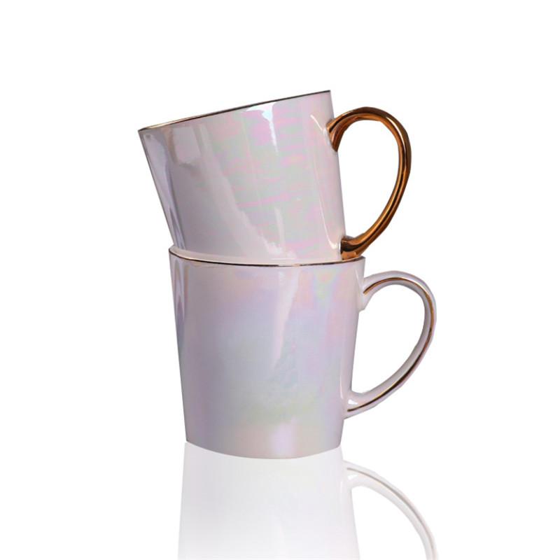Mug à café en céramique nordique à glaçure nacrée, tasse à thé créative et simple à glaçure arc-en-ciel, mug à lait tendance pour le petit-déjeuner, cadeau