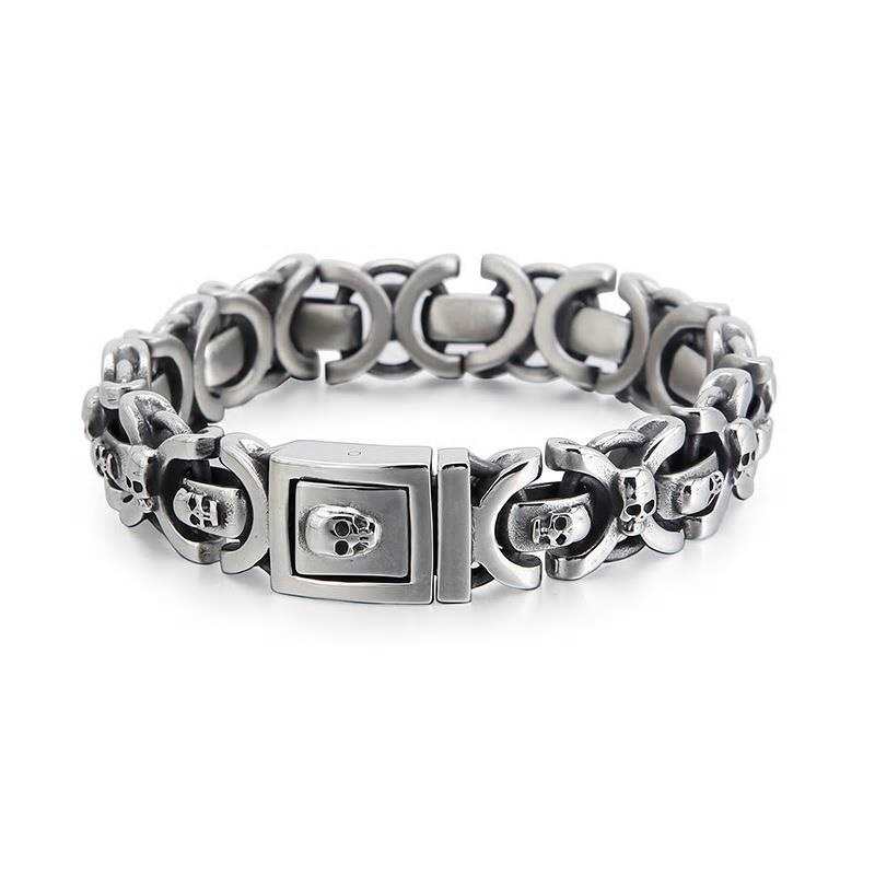 Bracelet rond pour homme, style punk, en acier inoxydable de haute qualité. Accessoires et bijoux combinés.