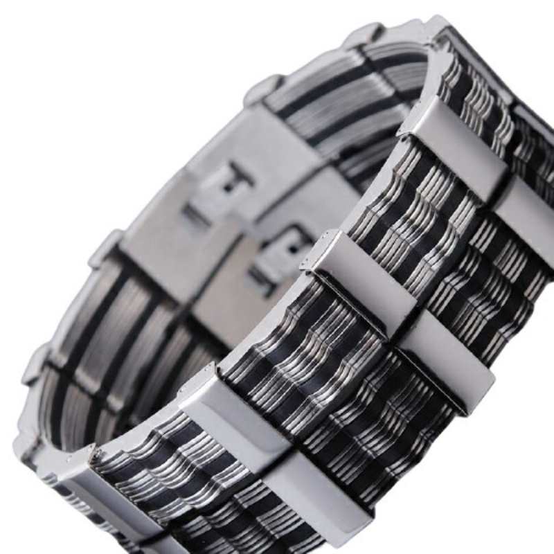 Bracelet tendance pour homme, en silicone et acier inoxydable 316L, idéal comme cadeau pour un ami.