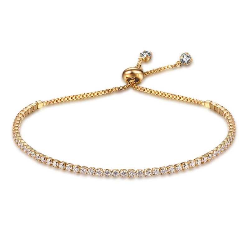 Bracelet jonc ajustable en zircone cubique, couleur argent et or rose, bijou tendance, cadeau pour femmes et amies