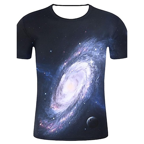 Male cotton shirt, Galaxy, 3D, round neck