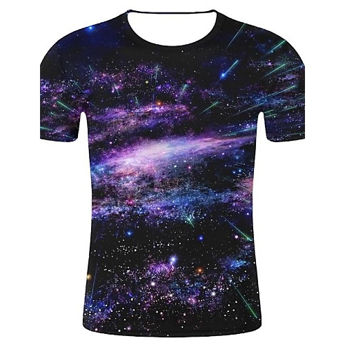 Male cotton shirt, Galaxy, 3D, round neck