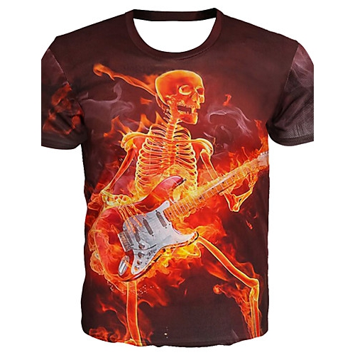 Men normal, everyday, plus t-shirt, 3D, graphics, skull printing, round neck, short sleeves