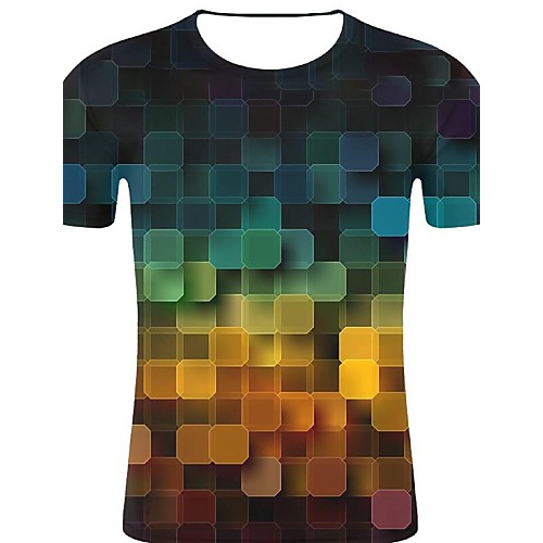 Male sport, plus cotton T-shirt, 3D, graphic round neck