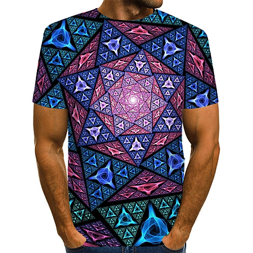 Male fashion everyday, T-shirts, matching colors, 3D, printing press neck, short sleeves