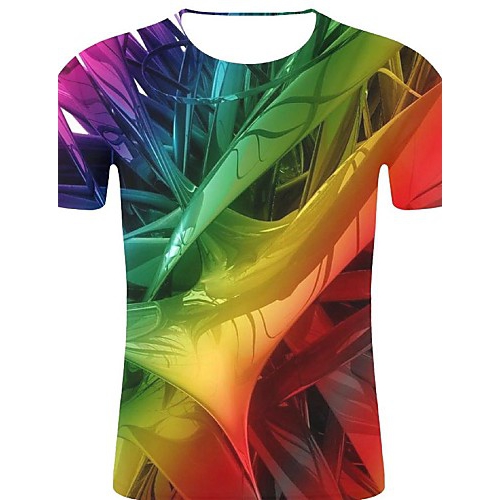 Male sport, plus cotton T-shirt, stripes, 3D, graphic mark on neck