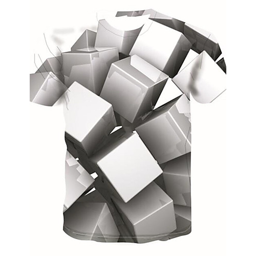 Male T-shirt, geometric, 3D Printed round neck