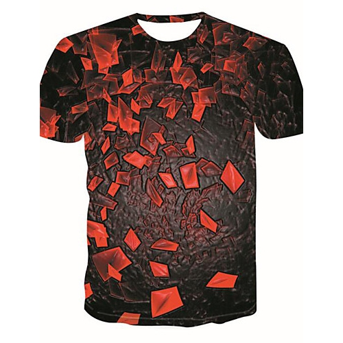 Male T-shirt, geometry, 3D, Round collar graphics