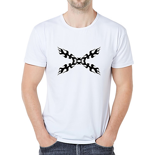 Men in casual, everyday sports and recreational activities, T-shirt retro-sleeve, graphics, neck of exposed workers, short sleeves