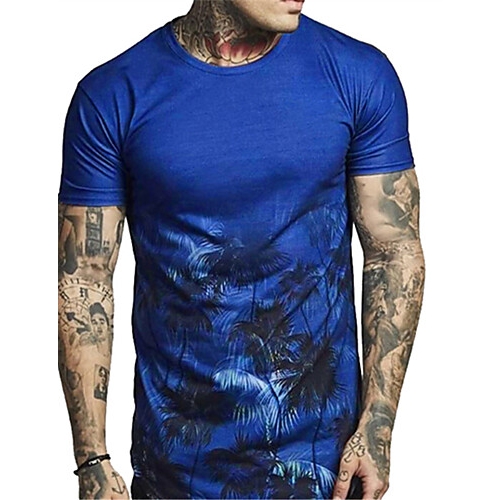 Men's cotton shirt, geometric, round neck