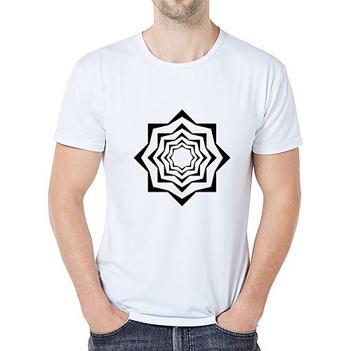 Men casual, day sports and recreation, retro-sleeve T-shirt, stripes, graphics, neck print, short sleeves