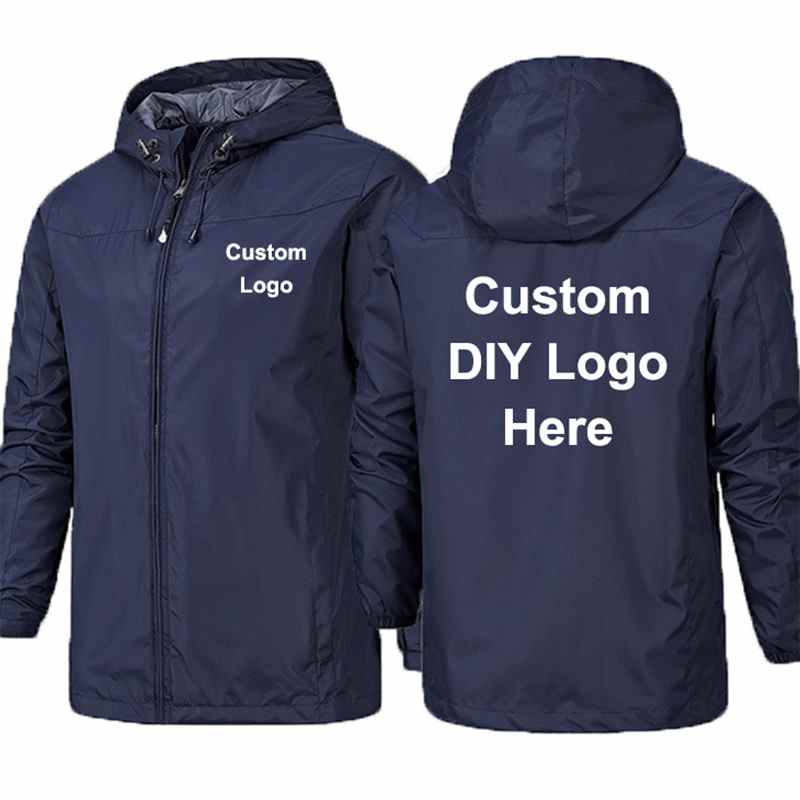 Spring Autumn Custom Logo Design Men Jacket DIY Print Zipper Coat Windproof Waterproof Jacket Unisex Outdoor Jackets