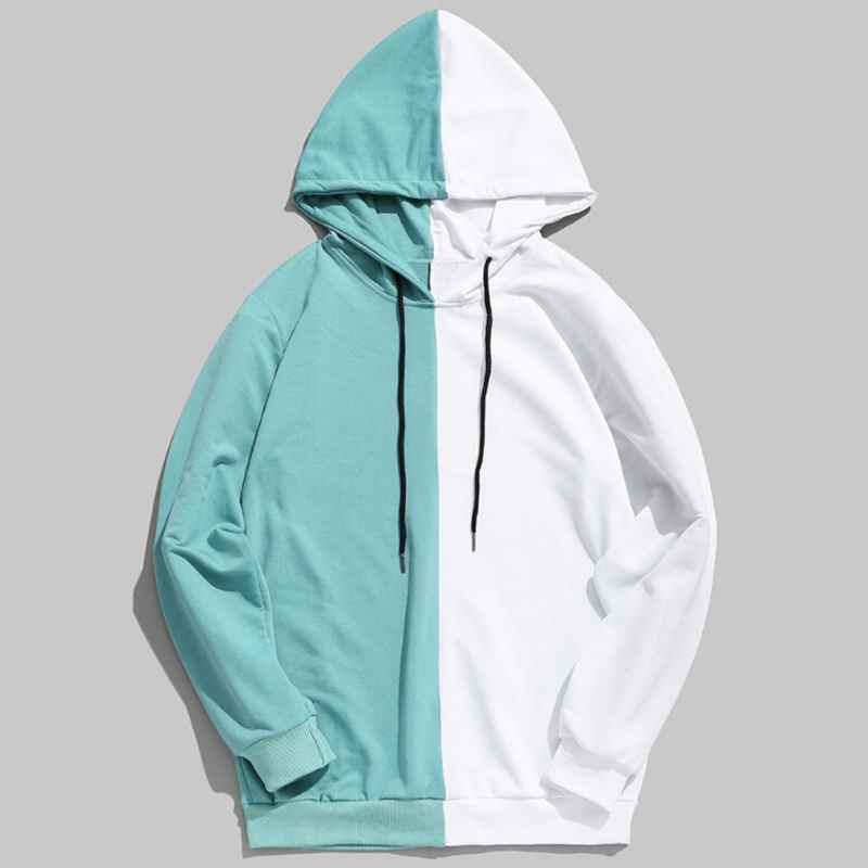 Men Hoodie Casual Cotton Long Sleeve Top Hooded Patchwork Jumper Men Top Autumn Winter Sweatshirts New Fashion Clothing