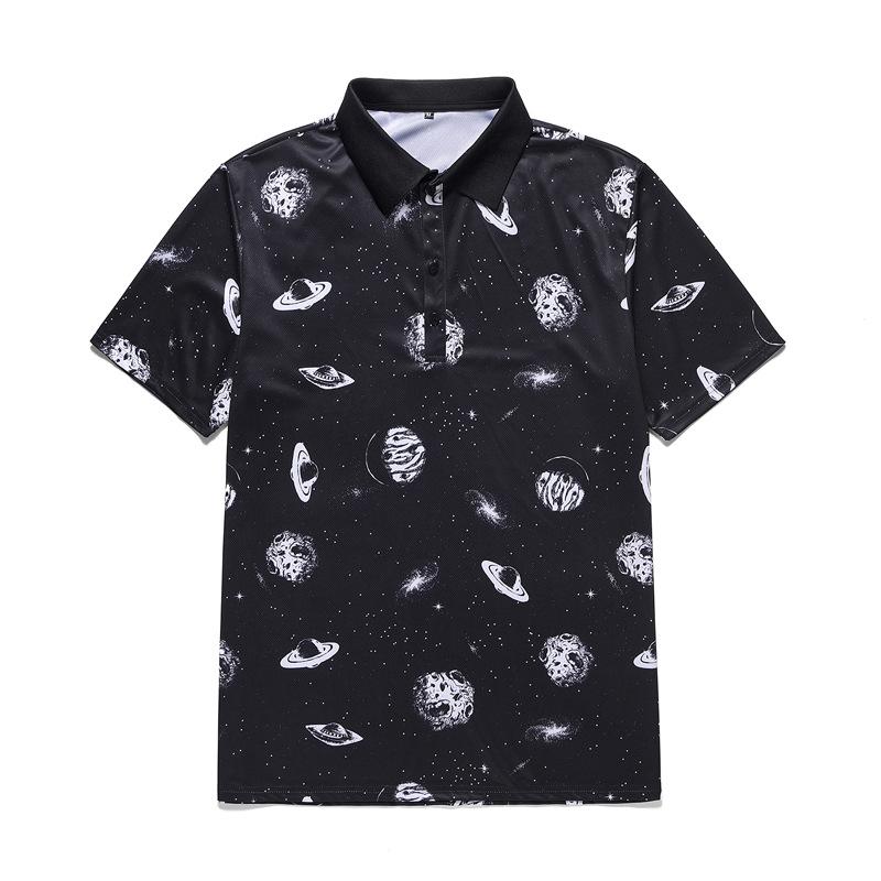 2020 Summer Casual Mens Polo Shirt Space Galaxy 3D Digital Printed Short Sleeve Polo Big Size Quick drying Lapel Polos,PL001005