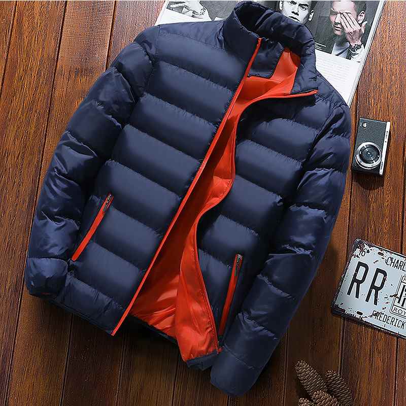 New Warm Thick Men Parka Jackets Winter Casual Mens Outwear Coats Solid Stand Collar Male Windbreak Cotton Padded Down Jacket