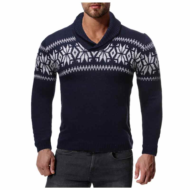 Men New Casual Sweater European And American Winter Christmas Color Matching Turtleneck Pullover Bottoming Sweater Sweater