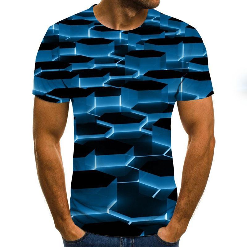 3D T shirt men irregular pattern printed short sleeve summer casual round neck T shirt fun shape pattern street clothing