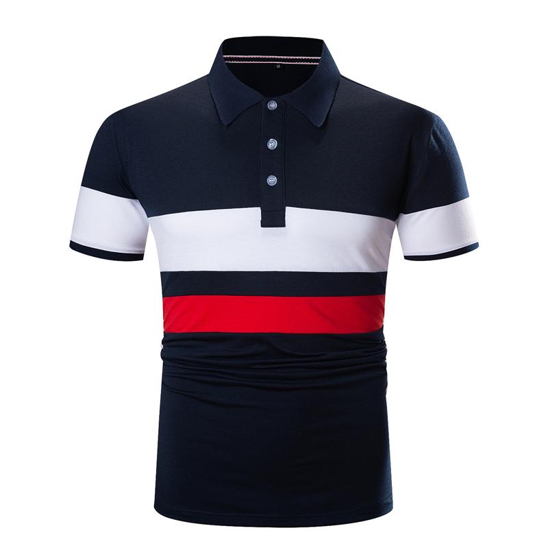 2020 Spring Summer New Classic Solid Polo Shirt 100% Cotton Short Sleeve Casual Stripe Polo Shirts Homme Basic Tops Clothing,612