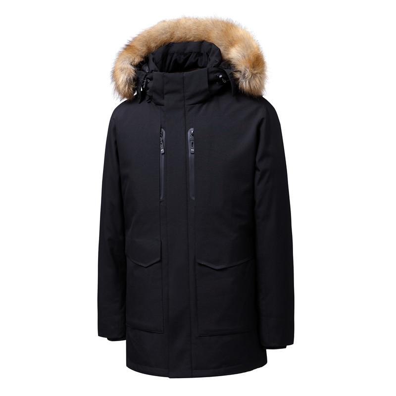 90% White Duck Down Jacket Men Winter Coat Long Down Parkas Hooded Raccoon Fur Warm Thicken Casual Lovers Outerwear