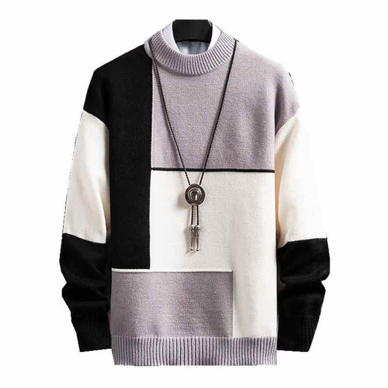 New Winter Cashmere Warm Sweater Men Turtleneck Mens Pullover Patchwork Slim Fit Sweaters Tops Knitted Men's Christmas Jumper