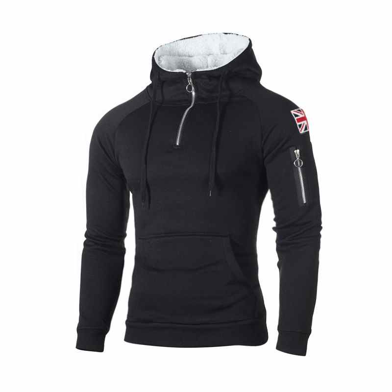 Men Hoodies Sweatshirts Fashion Zipper Long Sleeve Hooded Hoodie Male Casual Hoody Outwear Hip Hop Streetwear Solid Pullover Red