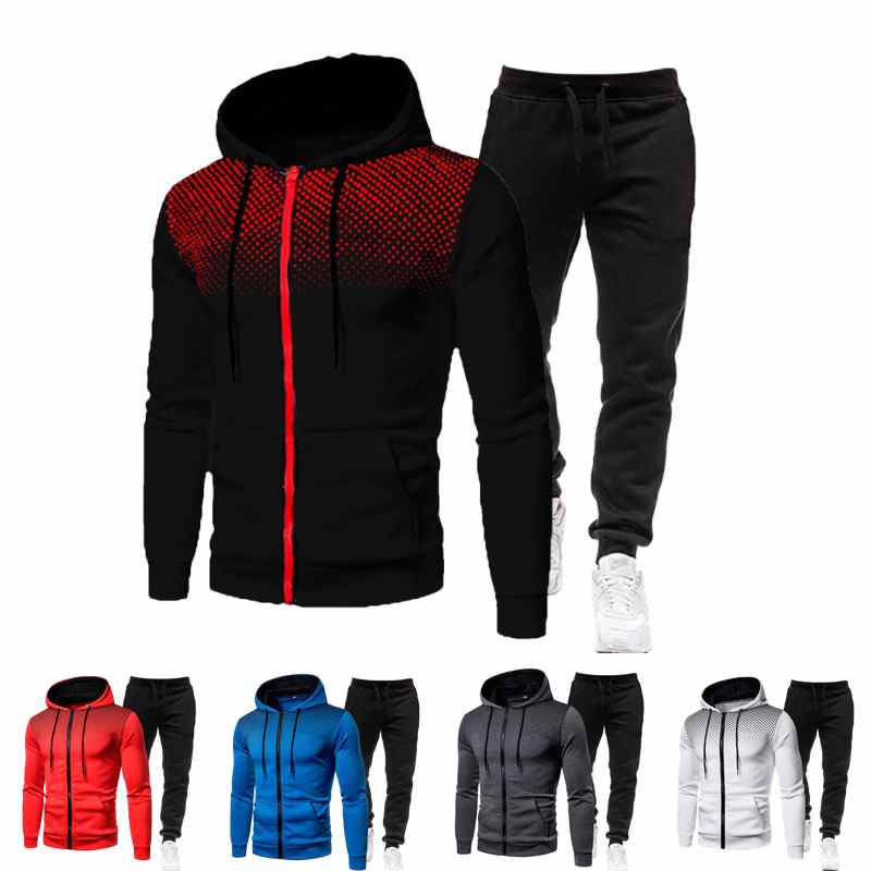Men's Basketball Uniform Sportswear Men's Fashion 2 piece Sweatshirt + Sweatpants Spring and Autumn Fleece Hooded Pullover