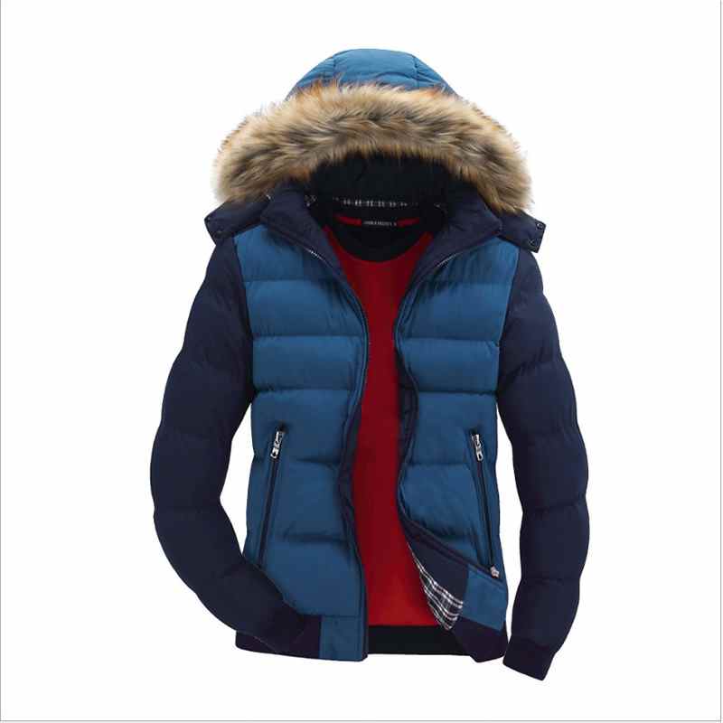 Men Down Parkas Winter Warm Fleece Jacket 9 Color Fashion Fur Hood Hat Detachable Men Outerwear Casual Mens Coats Thick Hoodies
