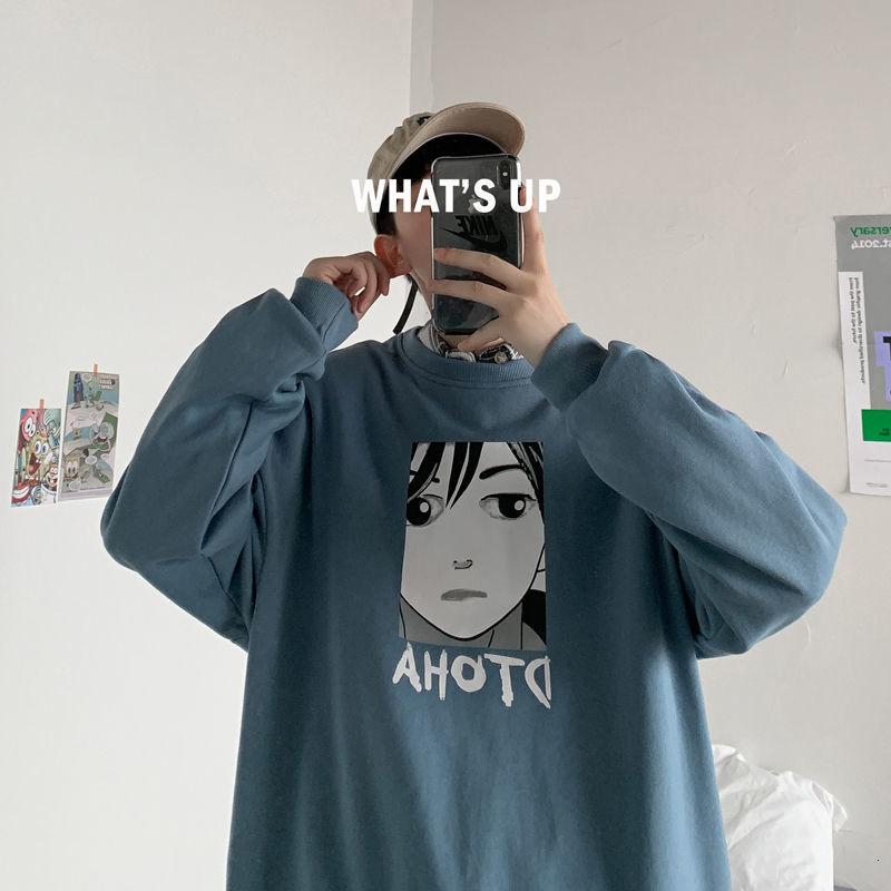 oversize Cartoon Printed Men Hoodies 2020 Autumn Men's O Neck Sweatshirts Man Streetwear Japanese Harajuku Casual Pullovers