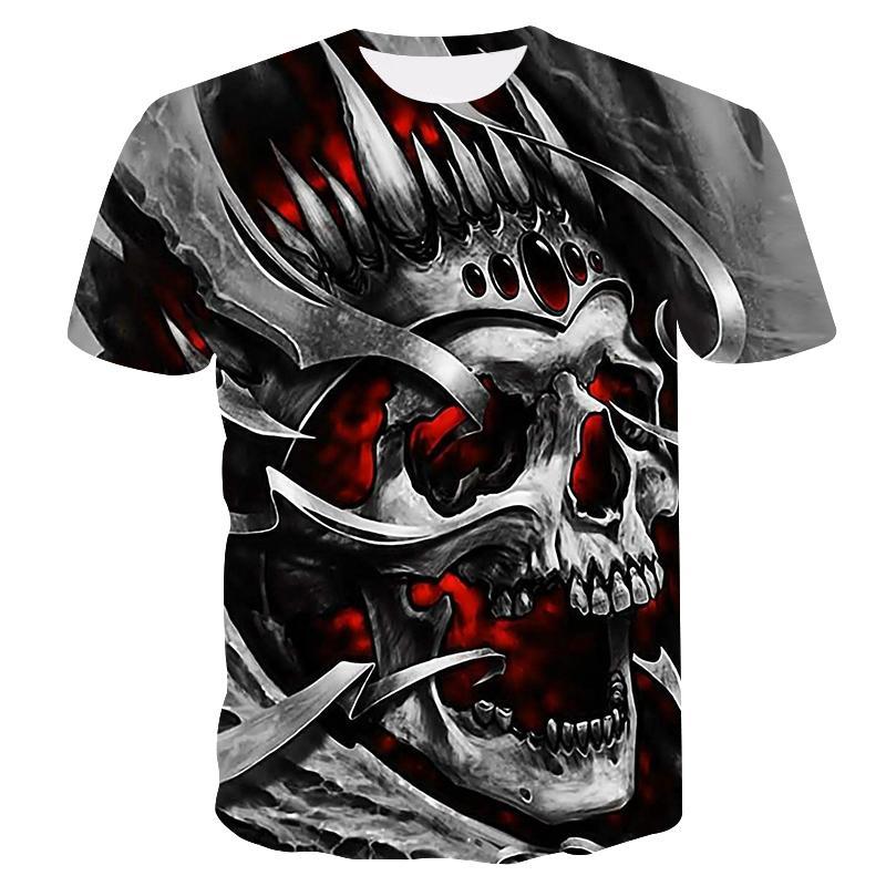2020 new skull men casual t shirt Summer 3D printed round neck cool shirt Street fashion trend youth hip hop Tops T shirt